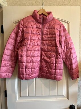 Nordic Fleece Quilted Pink Puffer Jacket - X-Large